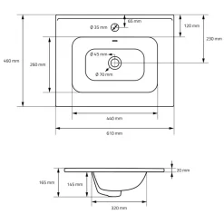 Waschbecken 61x16,5x46 cm Weiß aus Keramik ML-Design-ECD Germany Clearance