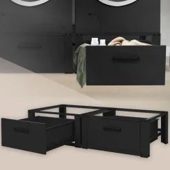 Waschmaschinen Untergestell Unterschrank 2er 64x53,5x31,5 cm mit Schublade in Schwarz ML-Design-ECD Germany Hot