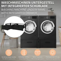 Waschmaschinen Untergestell Unterschrank 2er 64x53,5x31,5 cm mit Schublade in Schwarz ML-Design-ECD Germany Hot