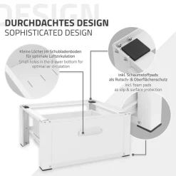 Waschmaschinen Untergestell Unterschrank 63x54x31 cm mit Schublade in Weiß ML-Design-ECD Germany Clearance