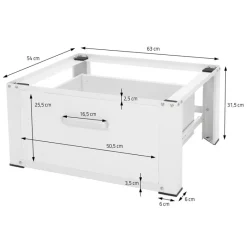 Waschmaschinen Untergestell Unterschrank 63x54x31 cm mit Schublade in Weiß ML-Design-ECD Germany Clearance