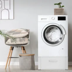 Waschmaschinen Untergestell Unterschrank 63x54x31 cm mit Schublade in Weiß ML-Design-ECD Germany Clearance