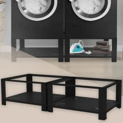 Waschmaschinen Untergestell Unterschrank 2er Set 63x54x32 cm mit Ablage in Schwarz ML-Design-ECD Germany