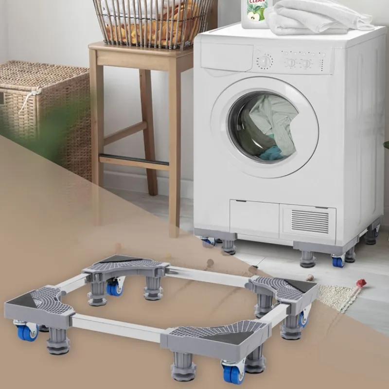 Waschmaschinen Untergestell Podest 43-66 cm x 38-66 cm verstellbare Maße mit Rollen in Grau ML-Design-ECD Germany Hot