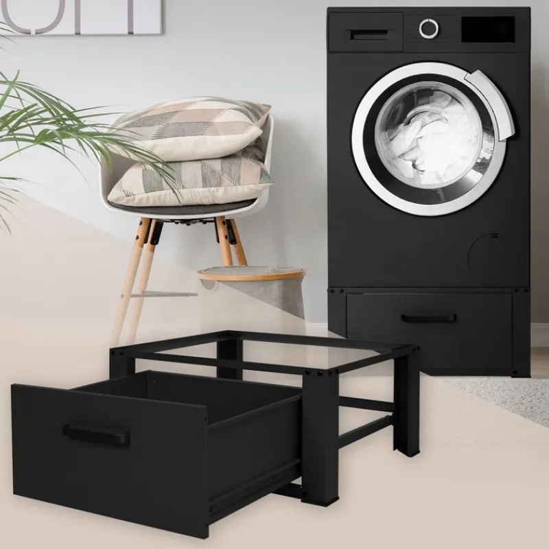 Waschmaschinen Untergestell Unterschrank 63x54x31 cm mit Schublade in Schwarz ML-Design-ECD Germany New