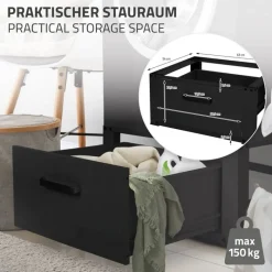 Waschmaschinen Untergestell Unterschrank 63x54x31 cm mit Schublade in Schwarz ML-Design-ECD Germany New