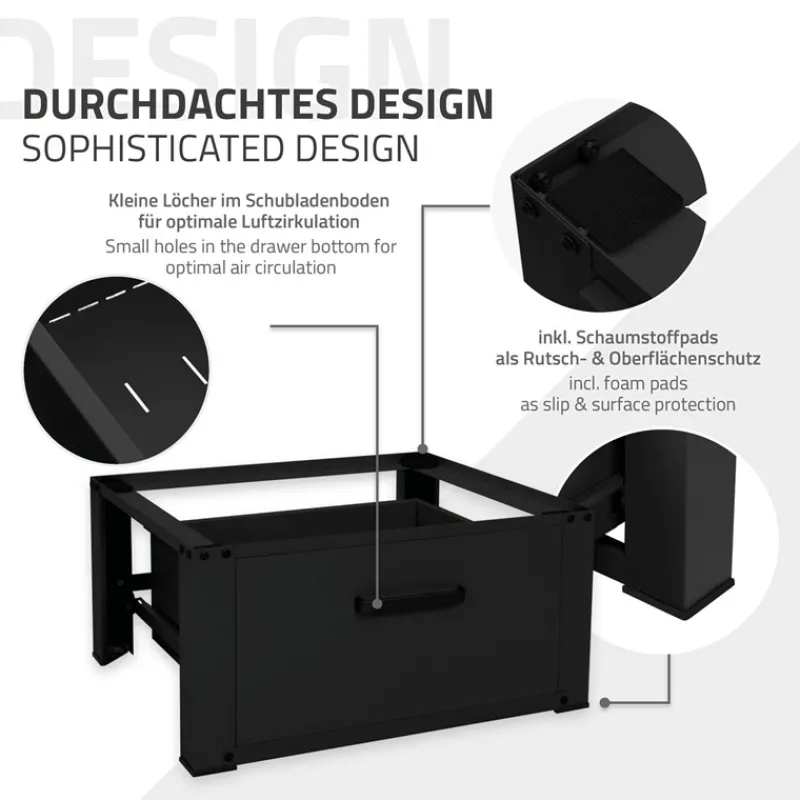 Waschmaschinen Untergestell Unterschrank 63x54x31 cm mit Schublade in Schwarz ML-Design-ECD Germany New