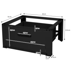 Waschmaschinen Untergestell Unterschrank 63x54x31 cm mit Schublade in Schwarz ML-Design-ECD Germany New