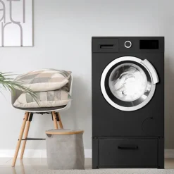 Waschmaschinen Untergestell Unterschrank 63x54x31 cm mit Schublade in Schwarz ML-Design-ECD Germany New