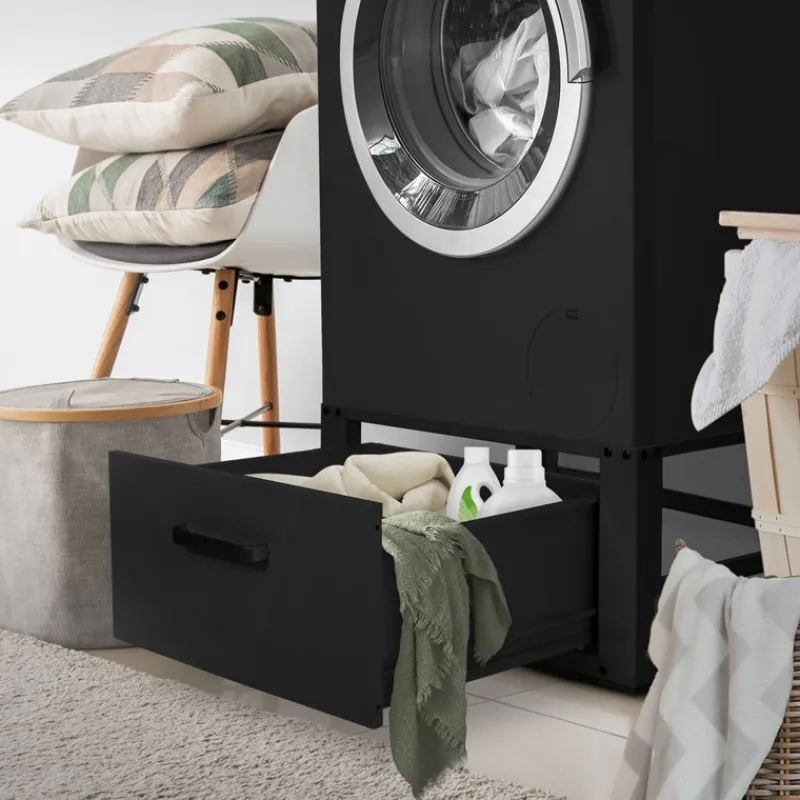 Waschmaschinen Untergestell Unterschrank 63x54x31 cm mit Schublade in Schwarz ML-Design-ECD Germany New