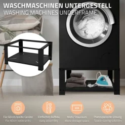 Waschmaschinen Untergestell Unterschrank 63x54x32 cm mit Ablage in Schwarz ML-Design-ECD Germany New