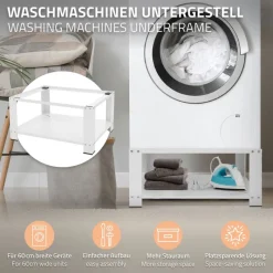 Waschmaschinen Untergestell Unterschrank 63x54x32 cm mit Ablage in Weiß ML-Design-ECD Germany New
