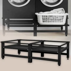 Waschmaschinen Untergestell Unterschrank 2er Set 61x53,5x37 cm mit ausziehbarer Ablage in Schwarz ML-Design-ECD Germany Sale