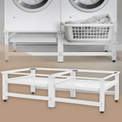 Waschmaschinen Untergestell Unterschrank 2er Set 61x53,5x37 cm mit ausziehbarer Ablage in Weiß ML-Design-ECD Germany Online