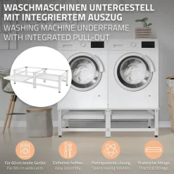 Waschmaschinen Untergestell Unterschrank 2er Set 61x53,5x37 cm mit ausziehbarer Ablage in Weiß ML-Design-ECD Germany Online