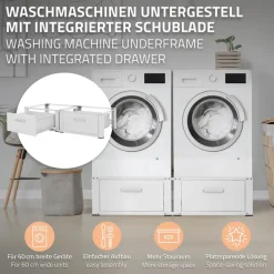 Waschmaschinen Untergestell Unterschrank 2er Set 64x53,5x31,5 cm mit 2 Schubladen in Weiß ML-Design-ECD Germany Sale