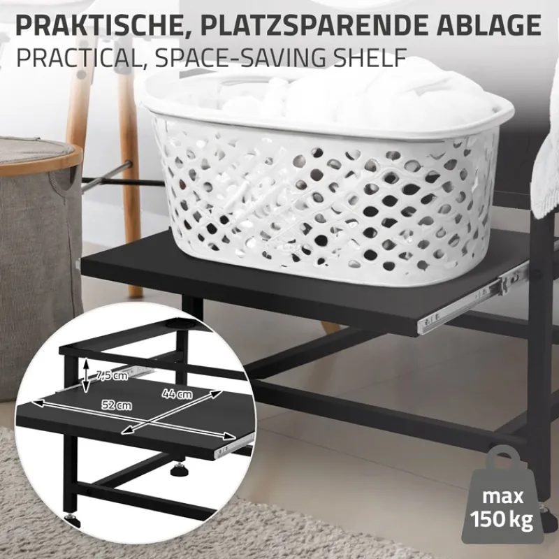 Waschmaschinen Untergestell Unterschrank 62,5x53,5x45 cm mit ausziehbarer Ablage in Schwarz ML-Design-ECD Germany New