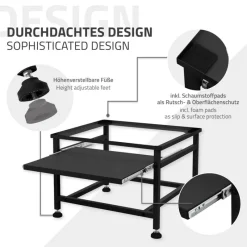 Waschmaschinen Untergestell Unterschrank 62,5x53,5x45 cm mit ausziehbarer Ablage in Schwarz ML-Design-ECD Germany New