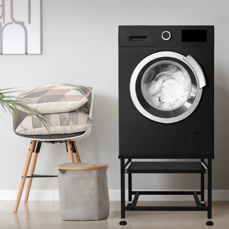 Waschmaschinen Untergestell Unterschrank 62,5x53,5x45 cm mit ausziehbarer Ablage in Schwarz ML-Design-ECD Germany New