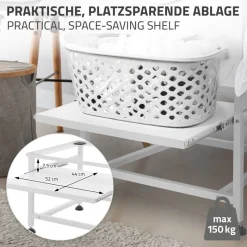Waschmaschinen Untergestell Unterschrank  62,5x53,5x45 cm mit ausziehbarer Ablage in Weiß ML-Design-ECD Germany Clearance