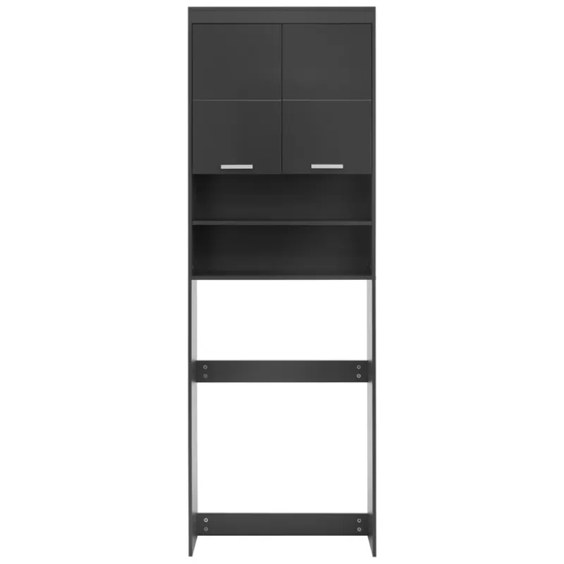 Waschmaschinenschrank Waschmaschinen Regal 63x24x187,5 cm mit 2 Türen und 2 Ablagen in Dunkelgrau ML-Design-ECD Germany Sale
