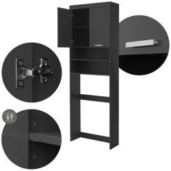 Waschmaschinenschrank Waschmaschinen Regal 63x24x187,5 cm mit 2 Türen und 2 Ablagen in Dunkelgrau ML-Design-ECD Germany Sale