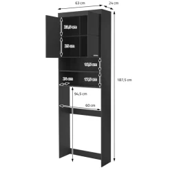 Waschmaschinenschrank Waschmaschinen Regal 63x24x187,5 cm mit 2 Türen und 2 Ablagen in Dunkelgrau ML-Design-ECD Germany Sale