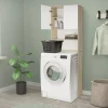 Waschmaschinenschrank Waschmaschinen Regal 62,5x25x190 cm mit 2 Türen und 2 Ablagen in Weiß/Sonoma Eiche ML-Design-ECD Germany Discount