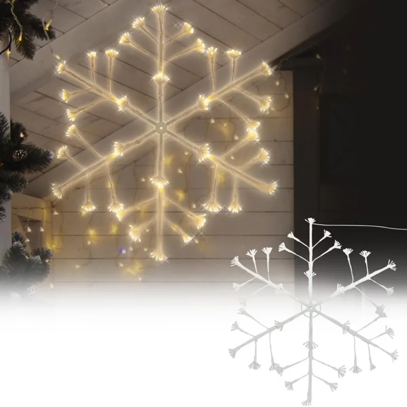 Weihnachtsdeko LED Schneeflocke mit 288 Warmweißen LEDs aus Metall-ECD Germany