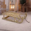 Weihnachtsdeko Schlitten 50,5x13,5x23,5 cm braun aus Holz mit LED-ECD Germany Best