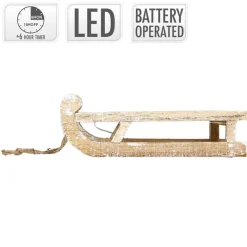 Weihnachtsdeko Schlitten mit 25 Warmweißen LEDs 31,5x14,5x10,5 cm Natur aus Holz-ECD Germany Hot