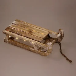 Weihnachtsdeko Schlitten mit 25 Warmweißen LEDs 31,5x14,5x10,5 cm Natur aus Holz-ECD Germany Hot