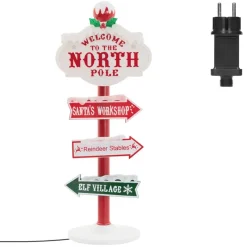 Weihnachtsdeko Wegweiser 95cm 59 bunte LEDs Innen/Außen Nordpol Wetterfest-ECD Germany Hot