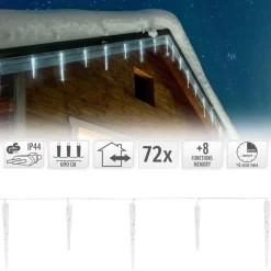 Weihnachtslichterkette LED Eiszapfen Lichterkette Kaltweiß 23 Zapfen 8 Leuchtmodi mit Timer-ECD Germany Online