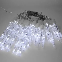 Weihnachtslichterkette LED Eiszapfen Lichterkette Kaltweiß 23 Zapfen 8 Leuchtmodi mit Timer-ECD Germany Online