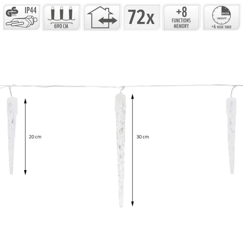 Weihnachtslichterkette LED Eiszapfen Lichterkette Kaltweiß 23 Zapfen 8 Leuchtmodi mit Timer-ECD Germany Online