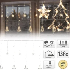 Weihnachtslichterkette LED Lichtervorhang 2,2 m mit 138 LEDs Warmweiß IP44-ECD Germany Sale