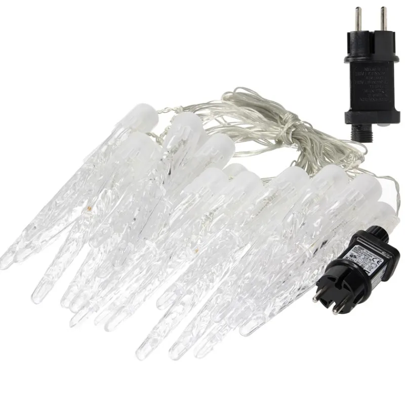 Weihnachtslichterkette LED Eiszapfen Lichterkette Kaltweiß 19 Zapfen 40 LEDs 8 Leuchtmodi mit Timer-ECD Germany Outlet