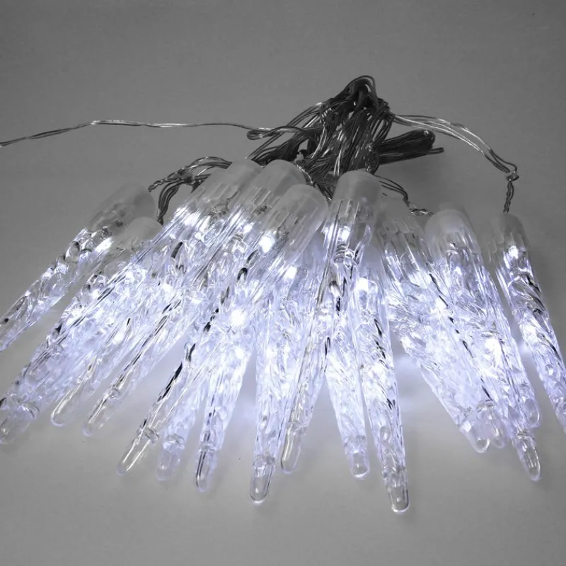 Weihnachtslichterkette LED Eiszapfen Lichterkette Kaltweiß 19 Zapfen 40 LEDs 8 Leuchtmodi mit Timer-ECD Germany Outlet