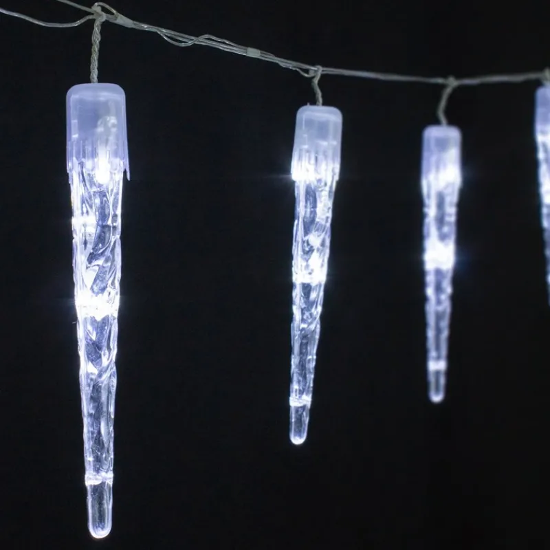 Weihnachtslichterkette LED Eiszapfen Lichterkette Kaltweiß 19 Zapfen 40 LEDs 8 Leuchtmodi mit Timer-ECD Germany Outlet