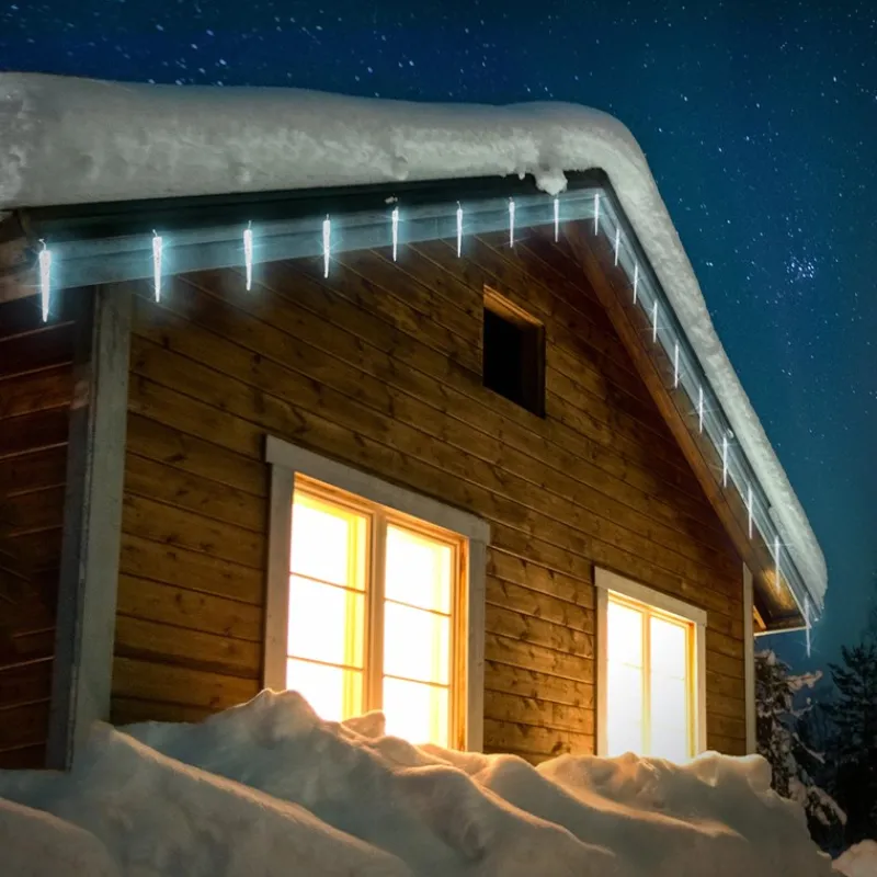 Weihnachtslichterkette LED Eiszapfen Lichterkette Kaltweiß 19 Zapfen 40 LEDs 8 Leuchtmodi mit Timer-ECD Germany Outlet