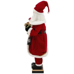 Weihnachtsmann 120 cm mit LED Licht Bewegung Sound Musik, Weihnachtsfigur für Innenbereich-ECD Germany Best