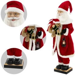 Weihnachtsmann 120 cm mit LED Licht Bewegung Sound Musik, Weihnachtsfigur für Innenbereich-ECD Germany Best