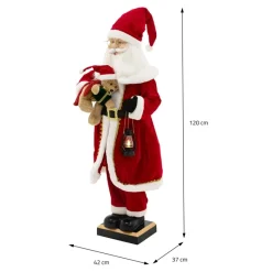 Weihnachtsmann 120 cm mit LED Licht Bewegung Sound Musik, Weihnachtsfigur für Innenbereich-ECD Germany Best