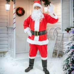 Weihnachtsmann Kostüm 7-Teilig Rot/Weiß One Size aus Polyester-ECD Germany Sale