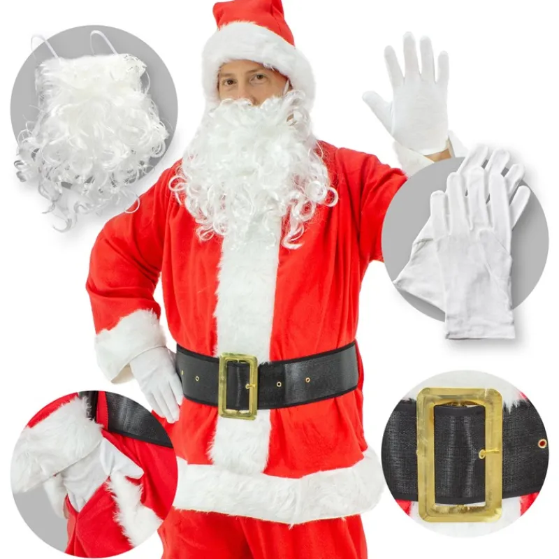 Weihnachtsmann Kostüm 7-Teilig Rot/Weiß One Size aus Polyester-ECD Germany Sale
