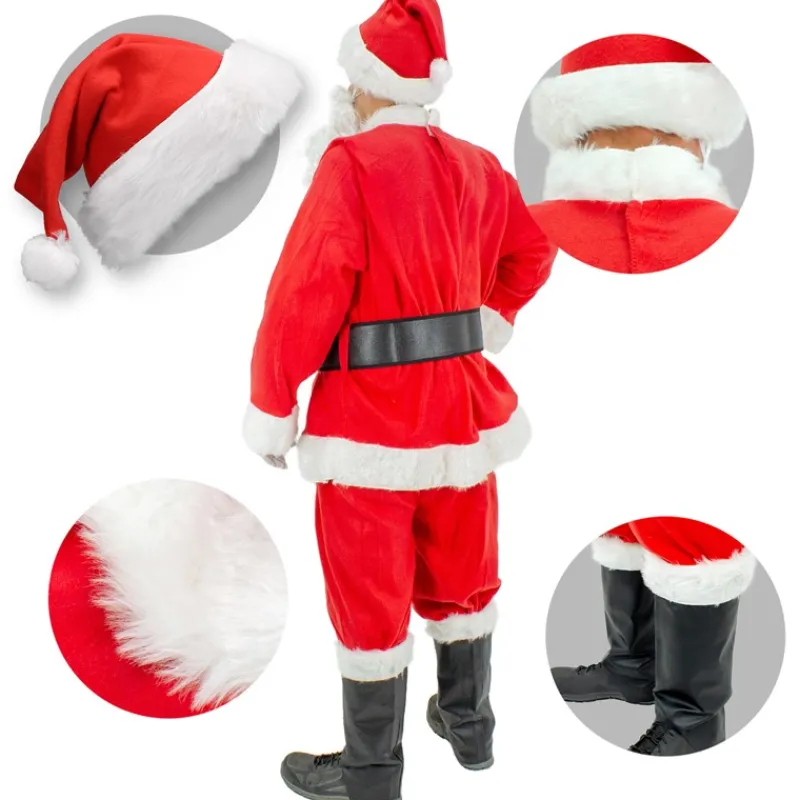 Weihnachtsmann Kostüm 7-Teilig Rot/Weiß One Size aus Polyester-ECD Germany Sale