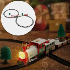 Weihnachtszug auf Gleis Set 22 Teile Batteriebetrieben mit Licht & Sound Eisenbahn unter dem Baum-ECD Germany New
