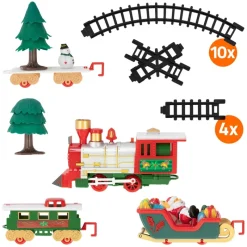 Weihnachtszug auf Gleis Set 22 Teile Batteriebetrieben mit Licht & Sound Eisenbahn unter dem Baum-ECD Germany New