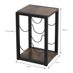 Weinregal für 4 Flaschen 37,5 cm hoch freistehendes Vintage Flaschenregal aus Holz & Stahl ML-Design-ECD Germany